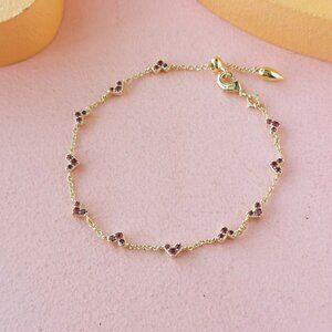 Kendra Scott - Haven Heart Pink Crystal Gold Chain Bracelet - NEW